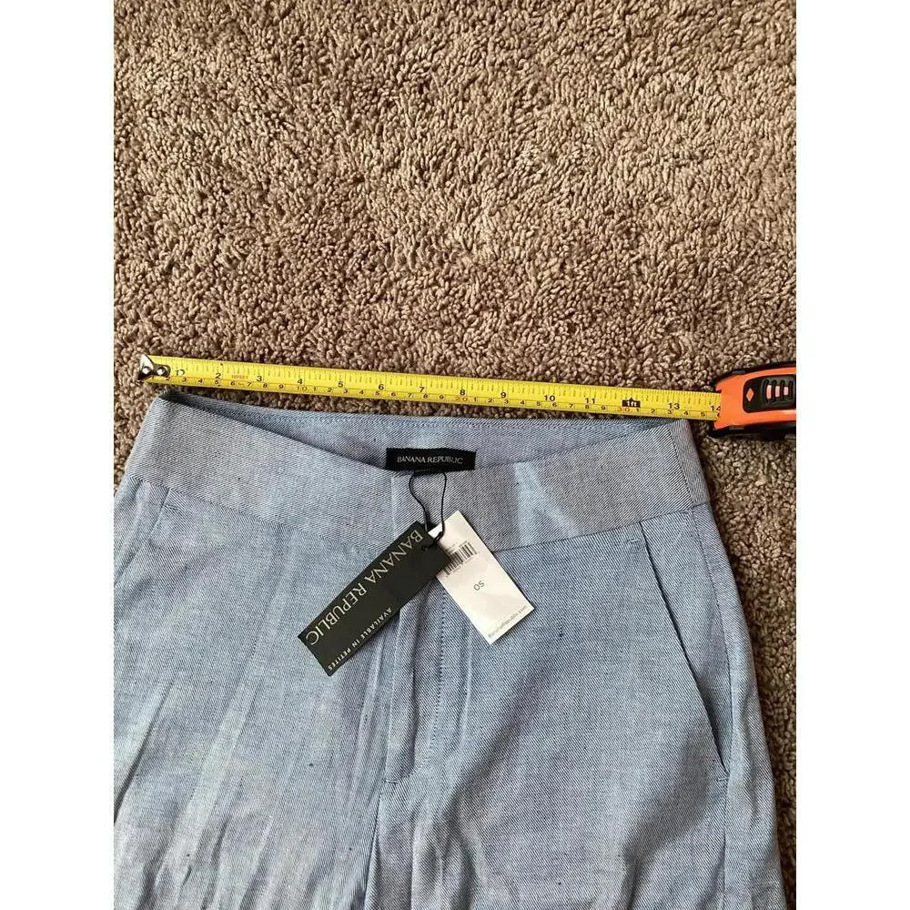 Banana Republic Linen Blend Wide Leg Pants Blue Women’s 0S NWT Summer Casual‎
